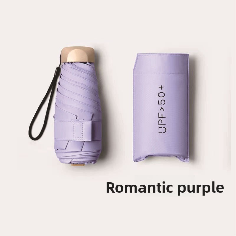 Ultra-Light UV Protection Umbrella - Compact, Foldable Design with Stainless Steel Handle for Sun &amp; Rain, Durable 190T Canopy