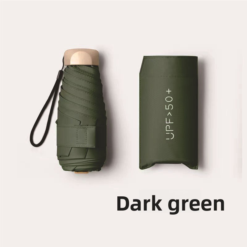 Ultra-Light UV Protection Umbrella - Compact, Foldable Design with Stainless Steel Handle for Sun &amp; Rain, Durable 190T Canopy