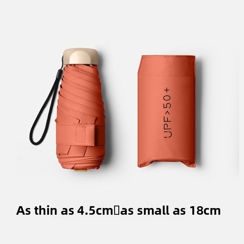 Ultra-Light UV Protection Umbrella - Compact, Foldable Design with Stainless Steel Handle for Sun &amp; Rain, Durable 190T Canopy