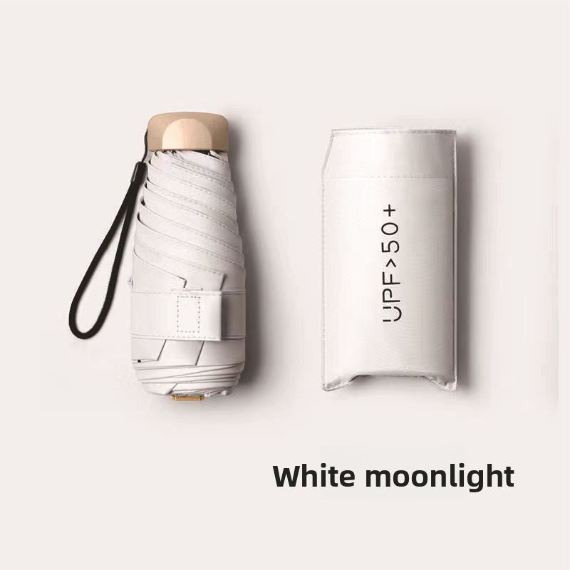 Ultra-Light UV Protection Umbrella - Compact, Foldable Design with Stainless Steel Handle for Sun &amp; Rain, Durable 190T Canopy