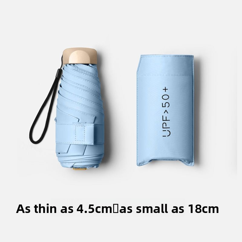 Ultra-Light UV Protection Umbrella - Compact, Foldable Design with Stainless Steel Handle for Sun &amp; Rain, Durable 190T Canopy