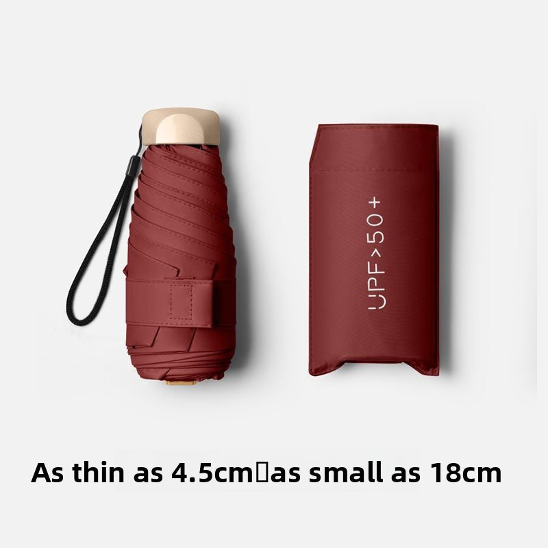 Ultra-Light UV Protection Umbrella - Compact, Foldable Design with Stainless Steel Handle for Sun &amp; Rain, Durable 190T Canopy